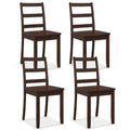 Wood Dining Chairs Set of 4 Walnut- Wooden Armless Kitchen Chairs with Solid Rubber Wood Legs, Non-Slip Foot Pads