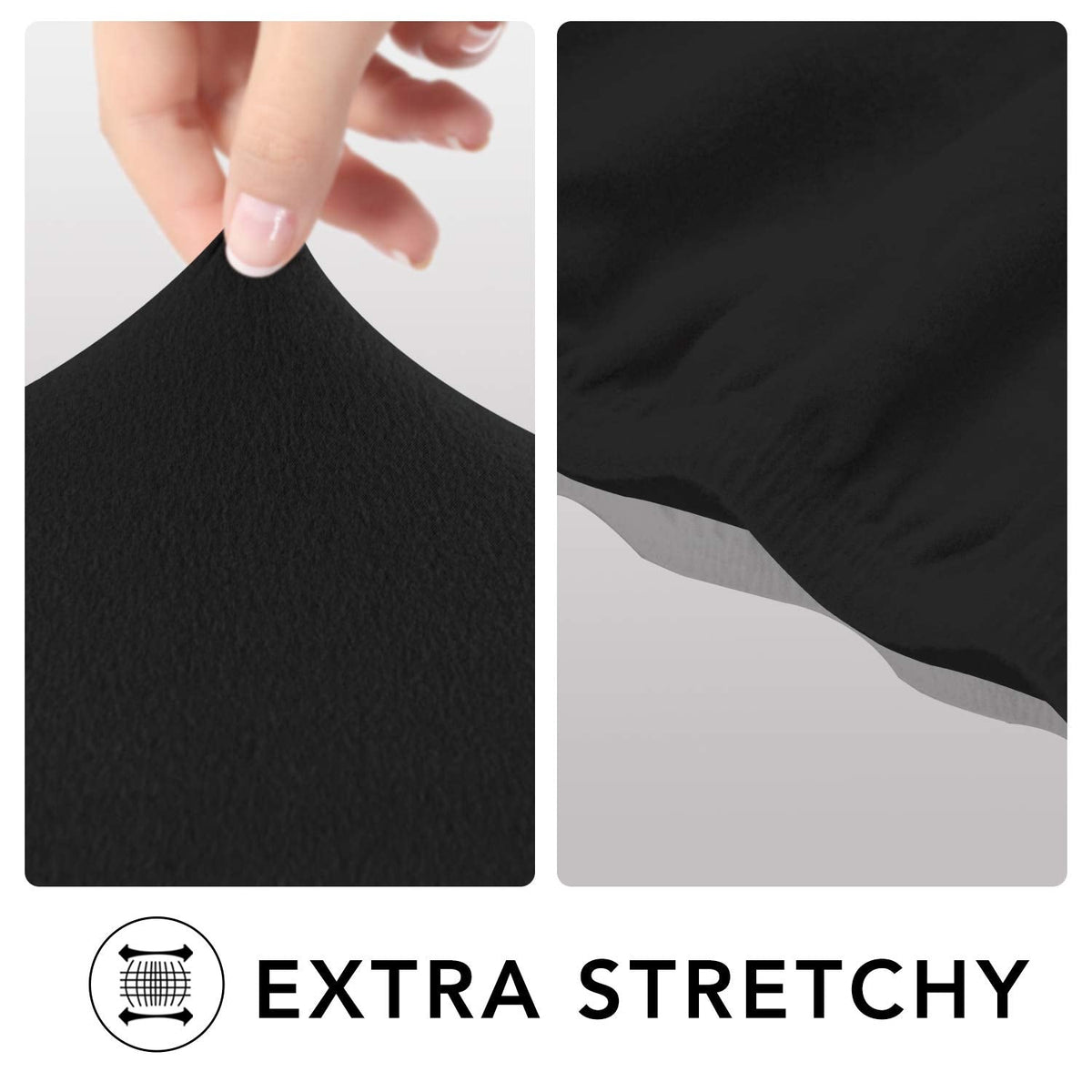 Stretch Oversized Couch Covers Fleece Sofa Slipcovers Black
