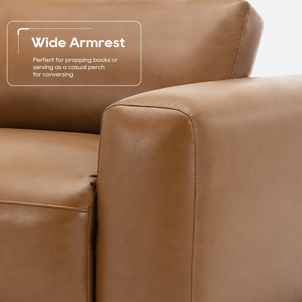 95" Oversized PU Leather Sofa, Comfy Sofa Couch with Extra Deep Seats, Wide Arm, Down Filled 3-Seater Sofa