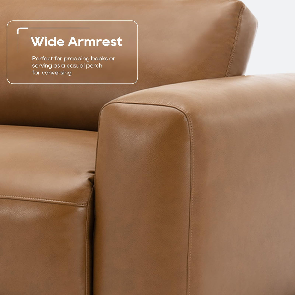 95" Oversized PU Leather Sofa, Comfy Sofa Couch with Extra Deep Seats, Wide Arm, Down Filled 3-Seater Sofa