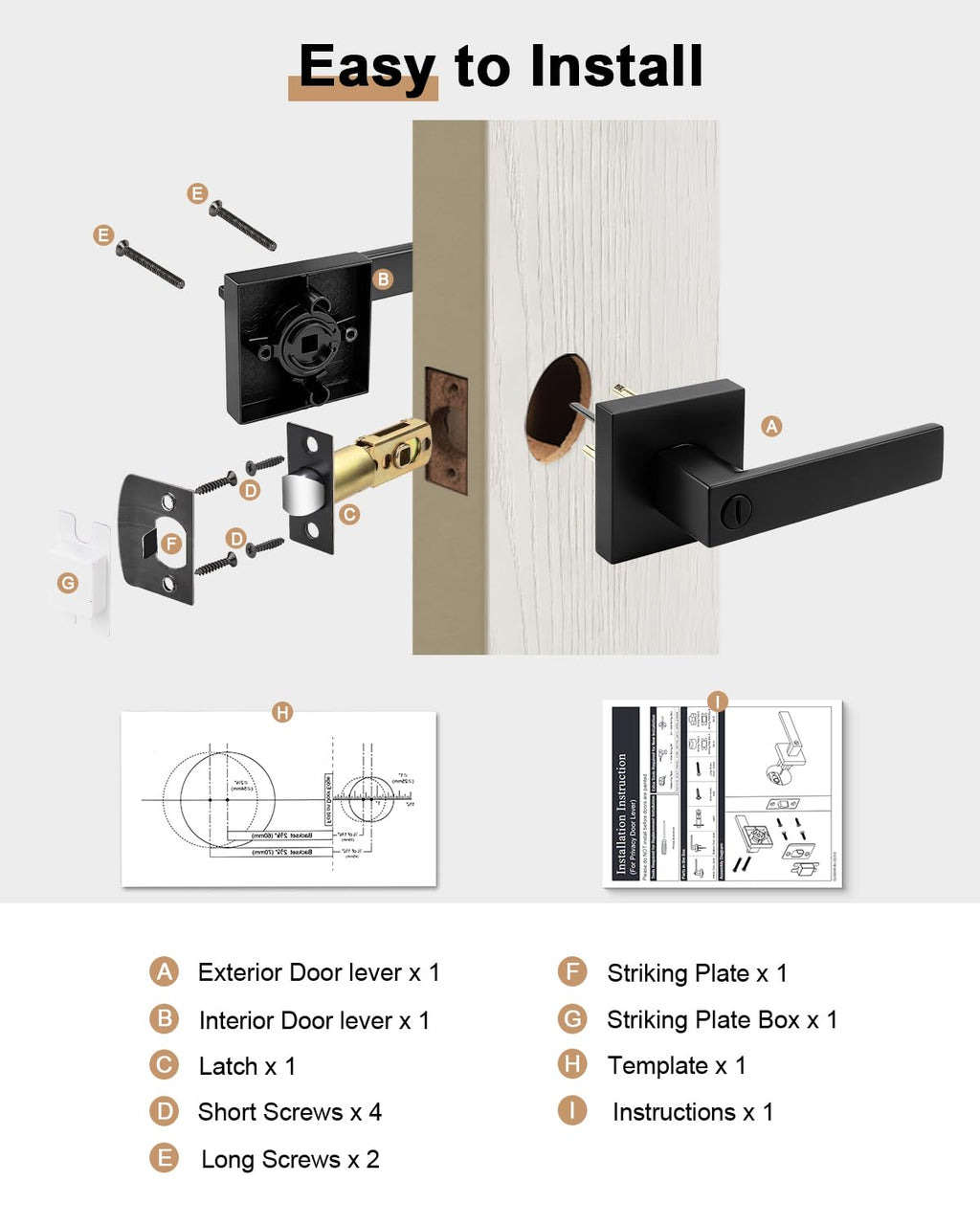 Matte Black Door Handles with Lock, 20 Pack Zinc Alloy Interior Privacy Door Levers, ANSI/BHMA Grade 3