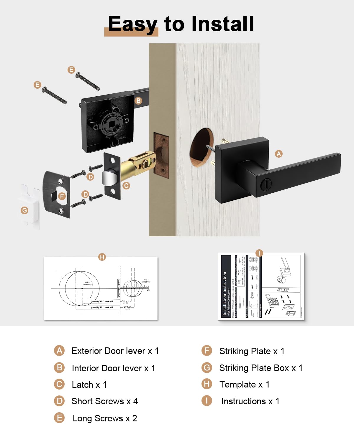 Matte Black Door Handles with Lock, 20 Pack Zinc Alloy Interior Privacy Door Levers, ANSI/BHMA Grade 3