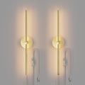 Plug in or Hardwired Linear Wall Sconce: 24 Inch LED Indoor Modern Linear Wall Lights Set of Two with On/Off Switch