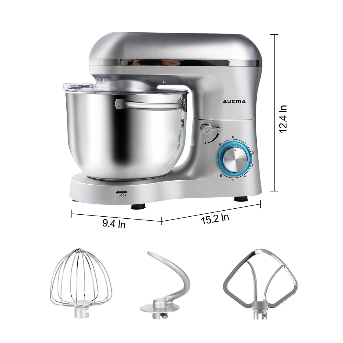 Stand Mixer,6.5-QT 660W 6-Speed Tilt-Head Food Mixer, Kitchen Electric Mixer with Dough Hook, Wire Whip & Beater