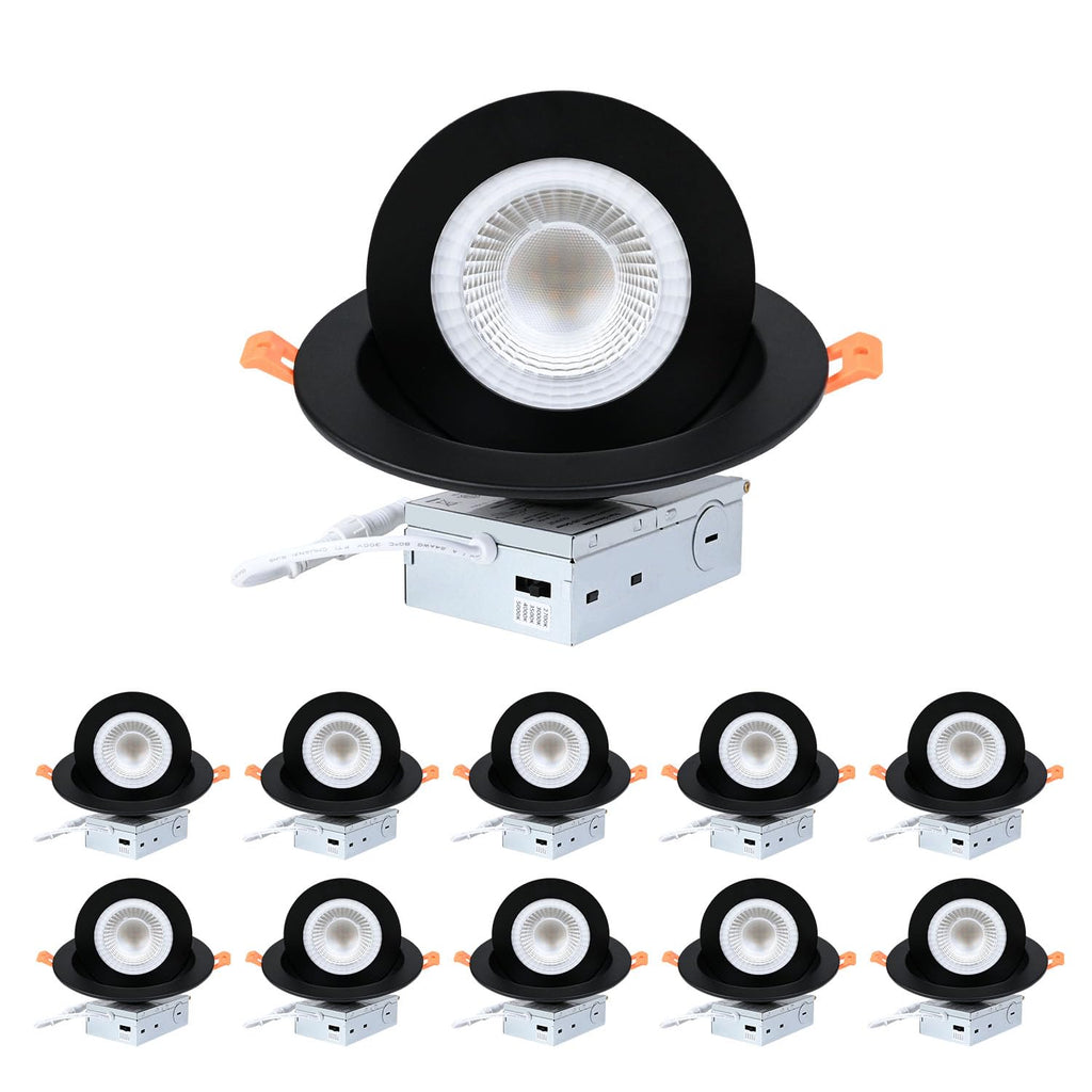 Gimbal LED Recessed Lighting - 6 Inch 5CCT 12W 360° Rotation Adjustable Eyeball Light, LED Swivel Spotlight