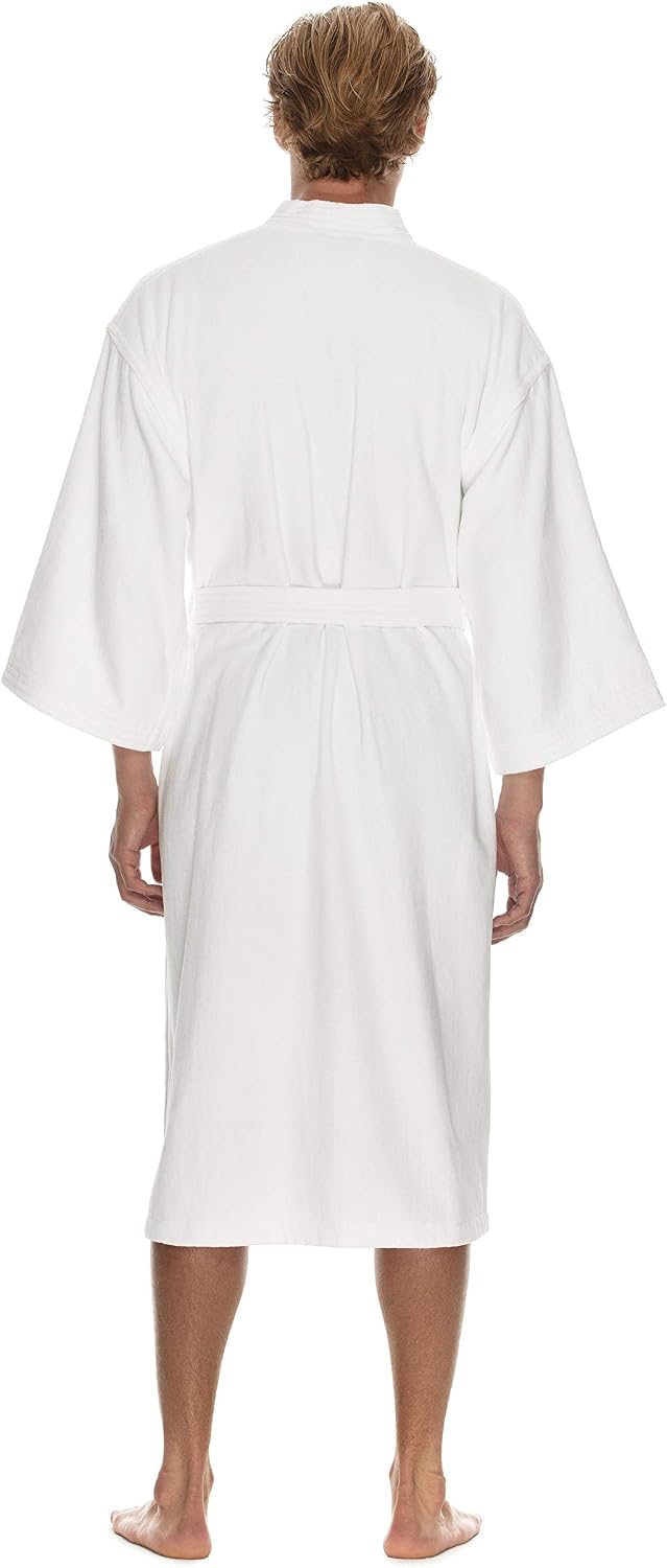 Terry Men's Terry Cloth Bathrobe, 100% Cotton White Hotel Spa Robe | Plush, absorbent towel robe