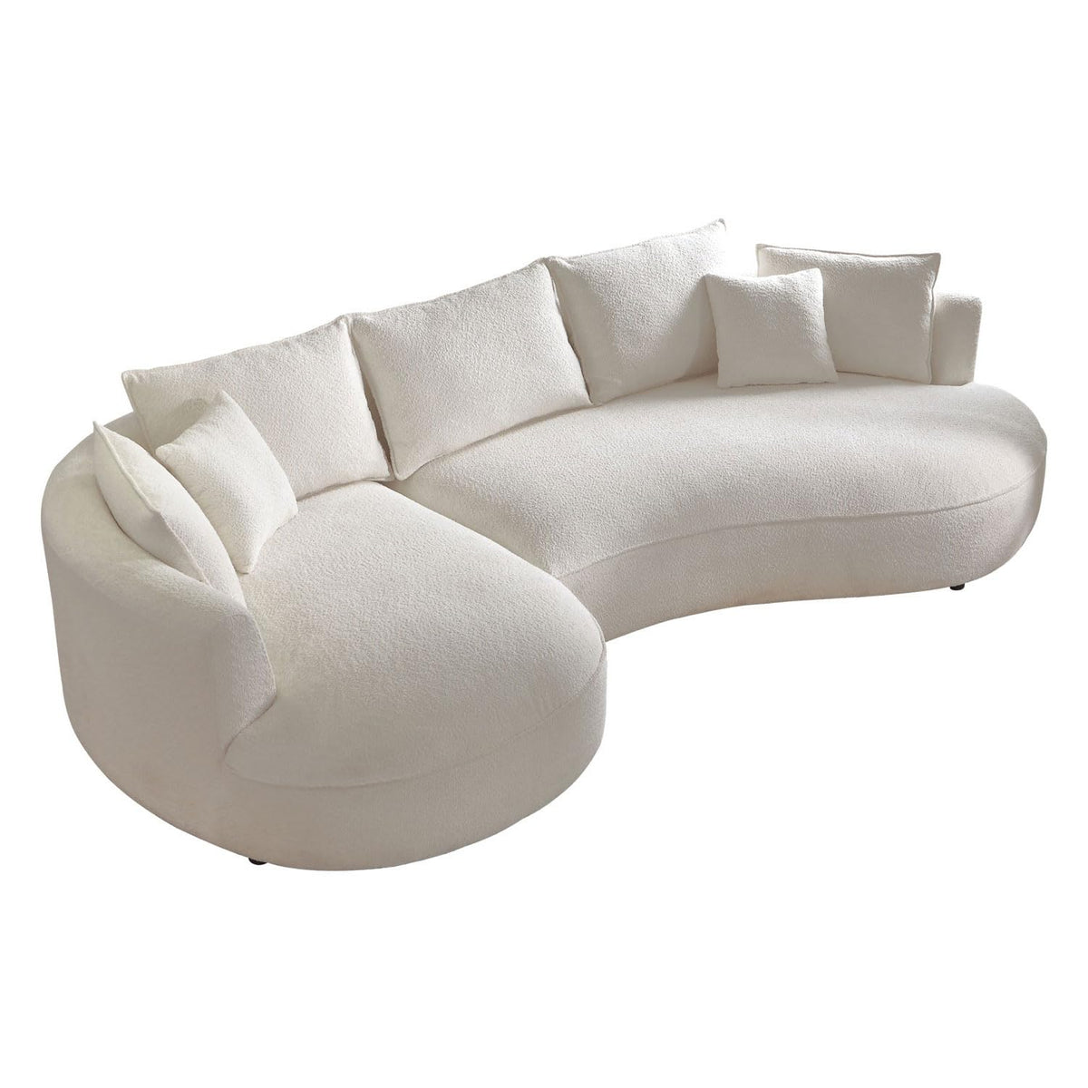 125" Curved Boucle Sectional Sofa, L-Shaped Couch, Beige