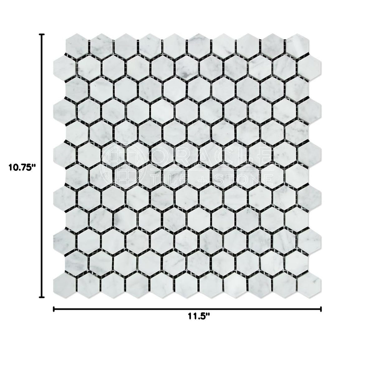 Carrara White Italian (Bianco Carrara) Marble 1 inch Hexagon Mosaic Tile, Honed