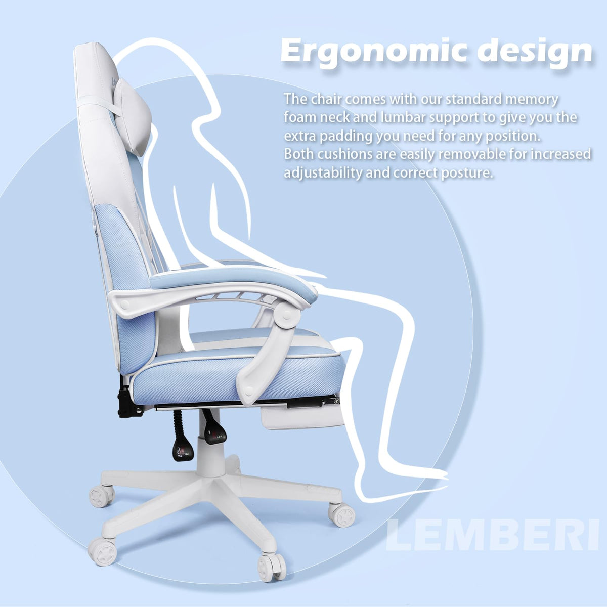 Big and Tall Gaming Chair 400lb Capacity, Heavy-Duty Office Chair with Reinforced Footrest, Wide Seat High Back PC