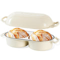 Cast Iron Double Dutch Oven, Mini Enamel Sourdough Bread Pan with Lid