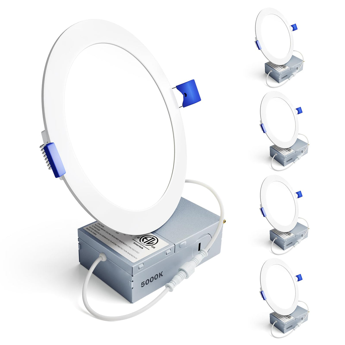 4 Pack 6 Inch LED Recessed Light, 5000K Dimmable Canless Wafer