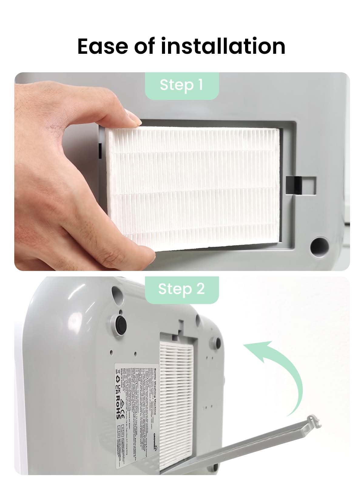 2PCS HEPA Filters, Replacement Accessories for Baby Bottle Washers