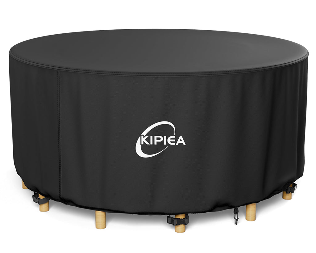 Round Patio Table cover Waterproof, Heavy-Duty Round Patio Furniture Covers, No Tears Anti UV No Fading (110" Dia x