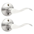 2 Pack Satin Nickel Dummy Door Handles Wave Right-Handed Lever Non-Turning Lock Interior Closet Door Handle Single