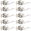 10 Pack Satin Nickel Passage Lever Handle Interior Door Levers Hallway Closet Door Handles Wave Door Lock Keyless