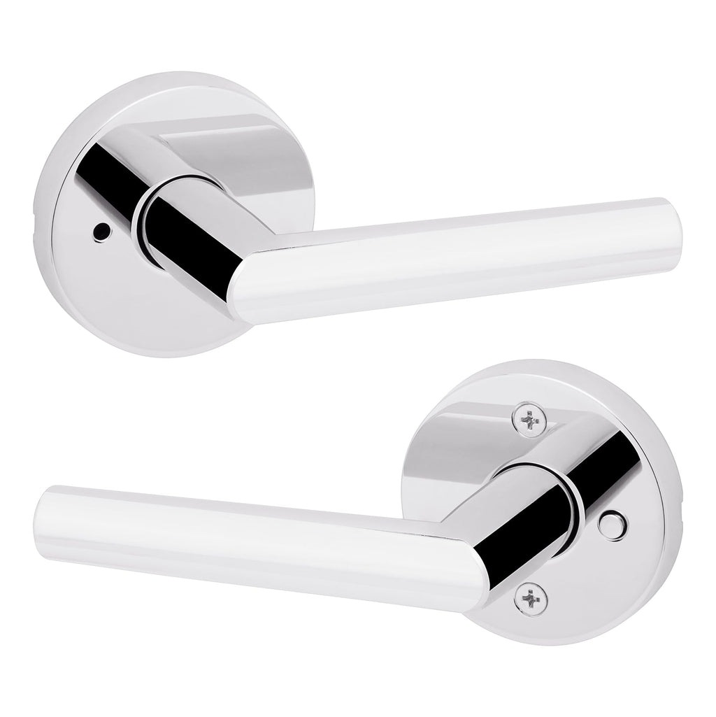 Milan Interior Privacy Door Handle with Lock, Door Lever , Polished Chrome Reversible Keyless Push Button Lock Door