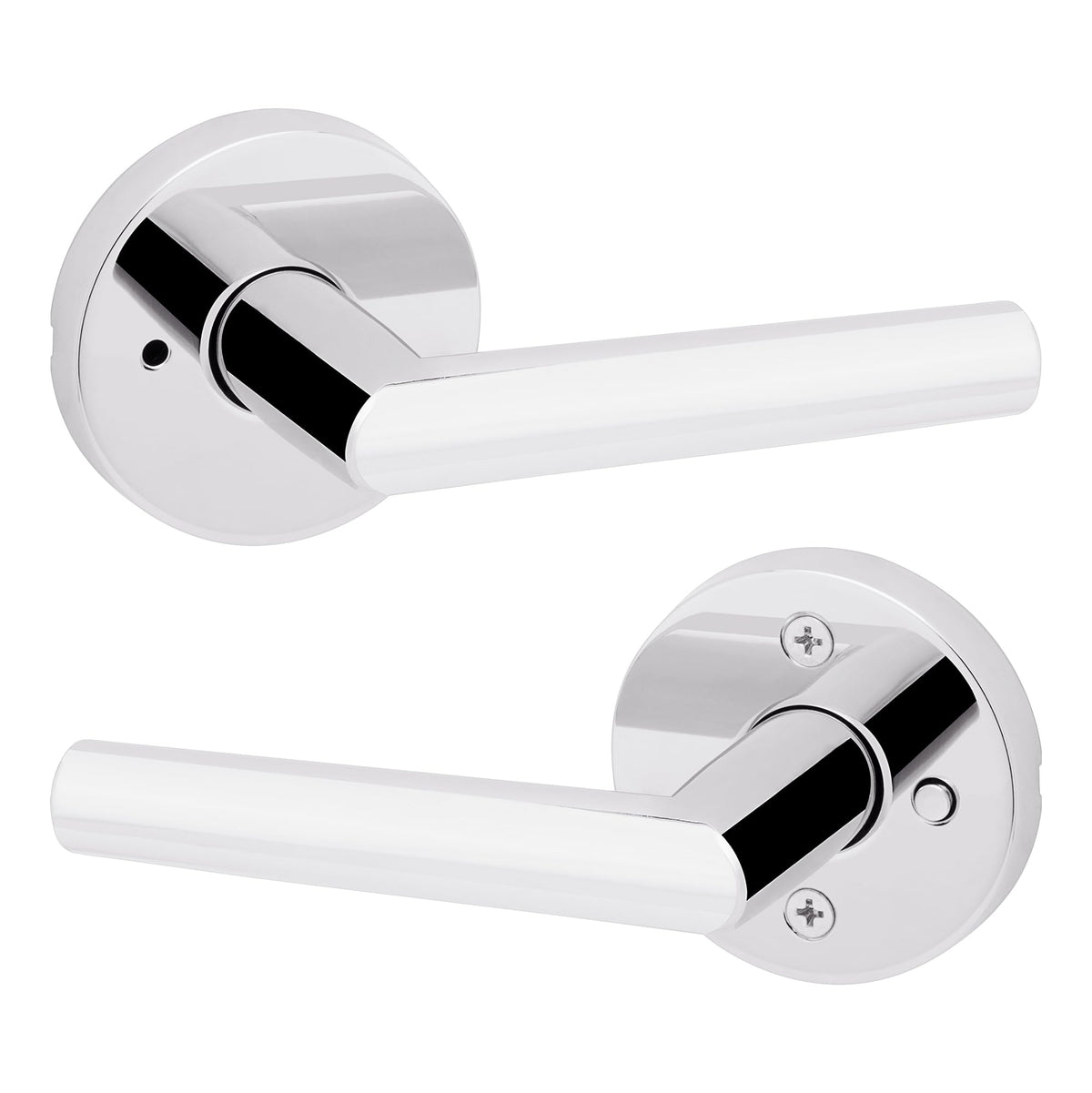 Milan Interior Privacy Door Handle with Lock, Door Lever , Polished Chrome Reversible Keyless Push Button Lock Door