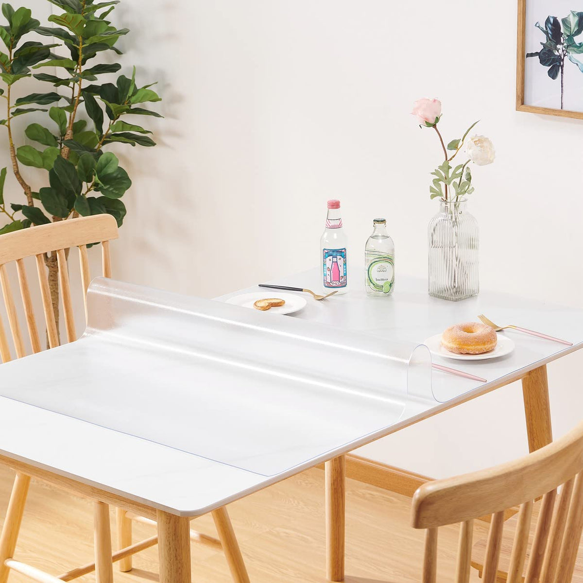 Frosted Table Cover Protector 17 x 52 Inch, 1.5mm Vinyl Desk Cover