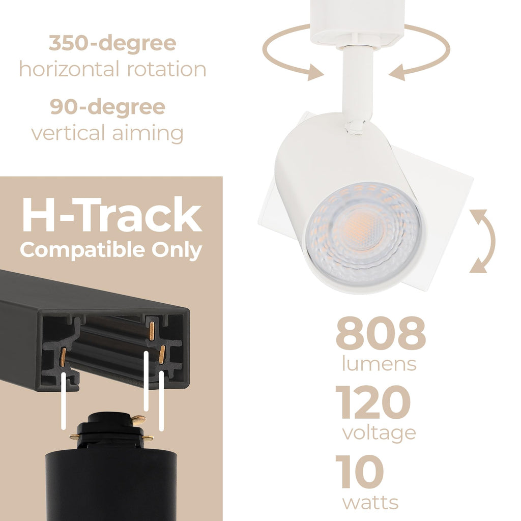 Amped Collection LED 10W Track Head 3000K Warm White Energy Efficient in White for H Track, Standard 3-Wire Track