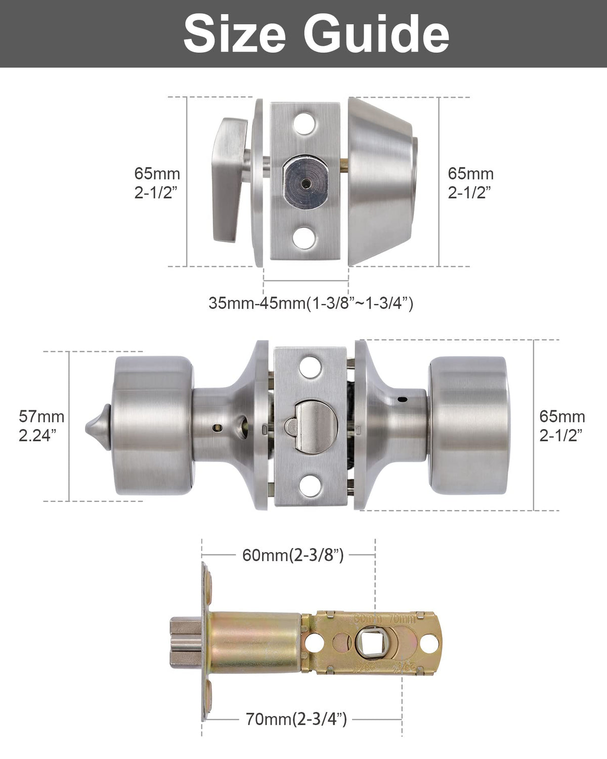 2 Sets Keyed Alike Entry Door Knobs and Single Cylinder Deadbolt Lock Combo Set Security for Entrance and Front Door
