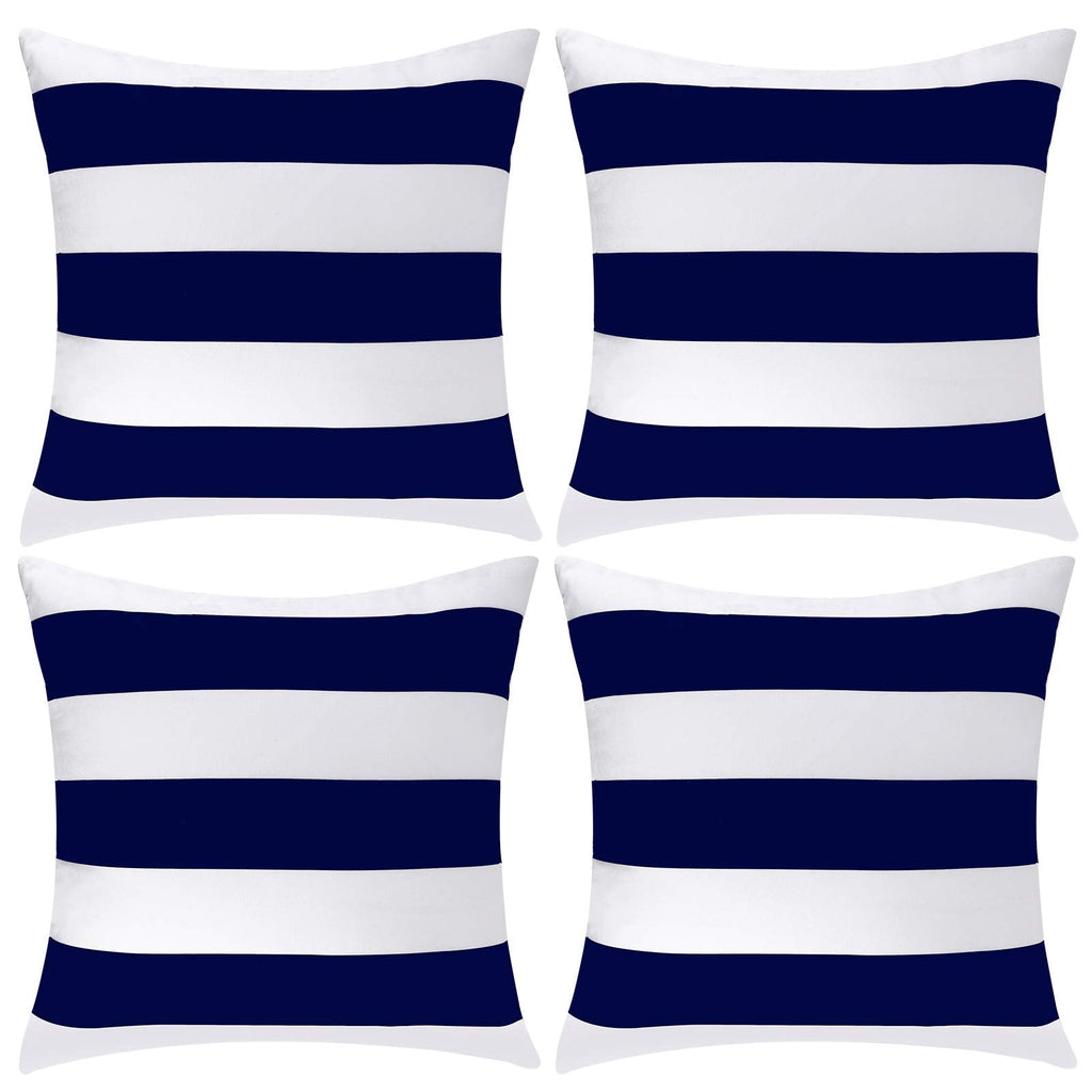 Pack of 4 Waterproof Pillow Covers Throw Pillowcases Square Cushion Case Sofa Couch Furniture Decoration, Navy