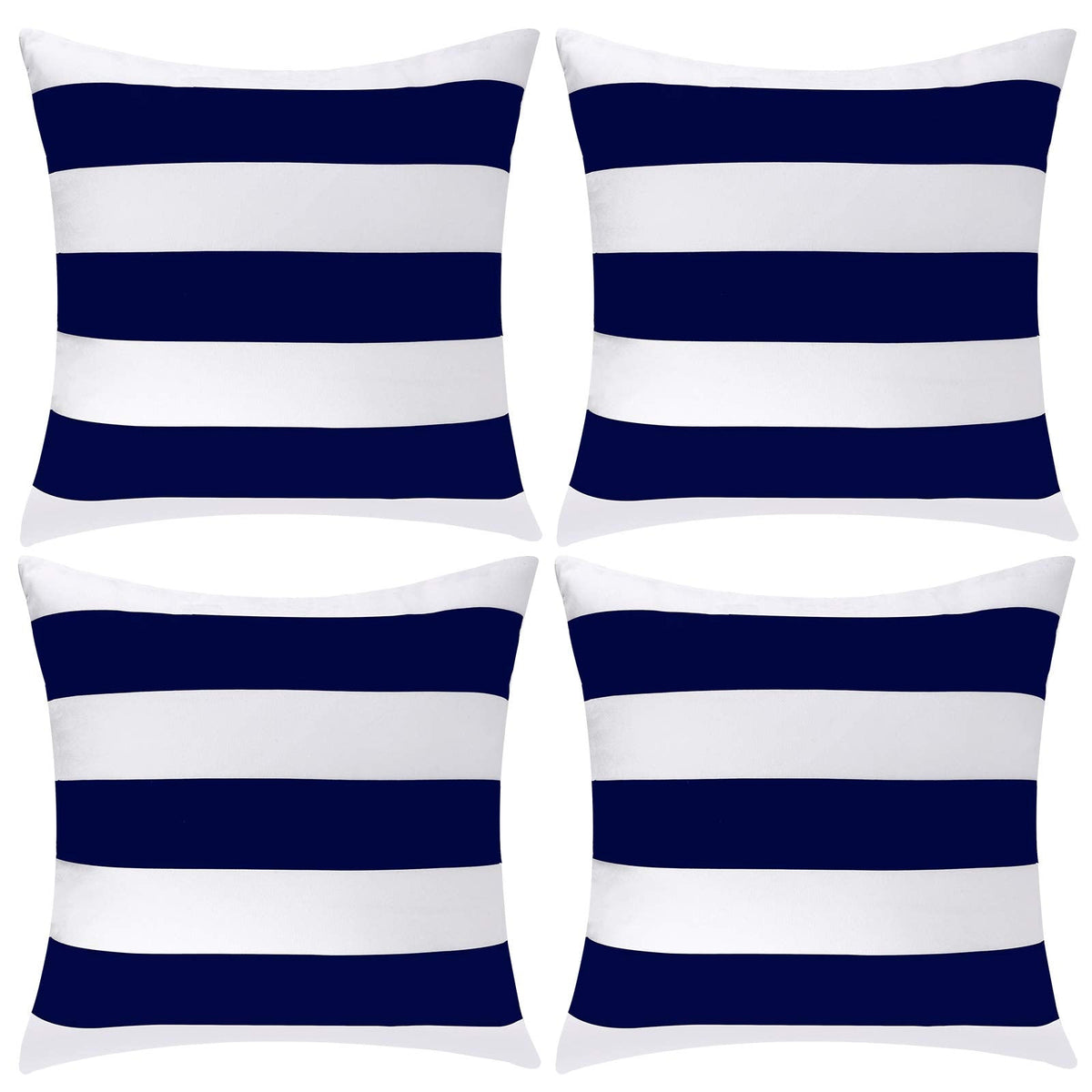 Pack of 4 Waterproof Pillow Covers Throw Pillowcases Square Cushion Case Sofa Couch Furniture Decoration, Navy