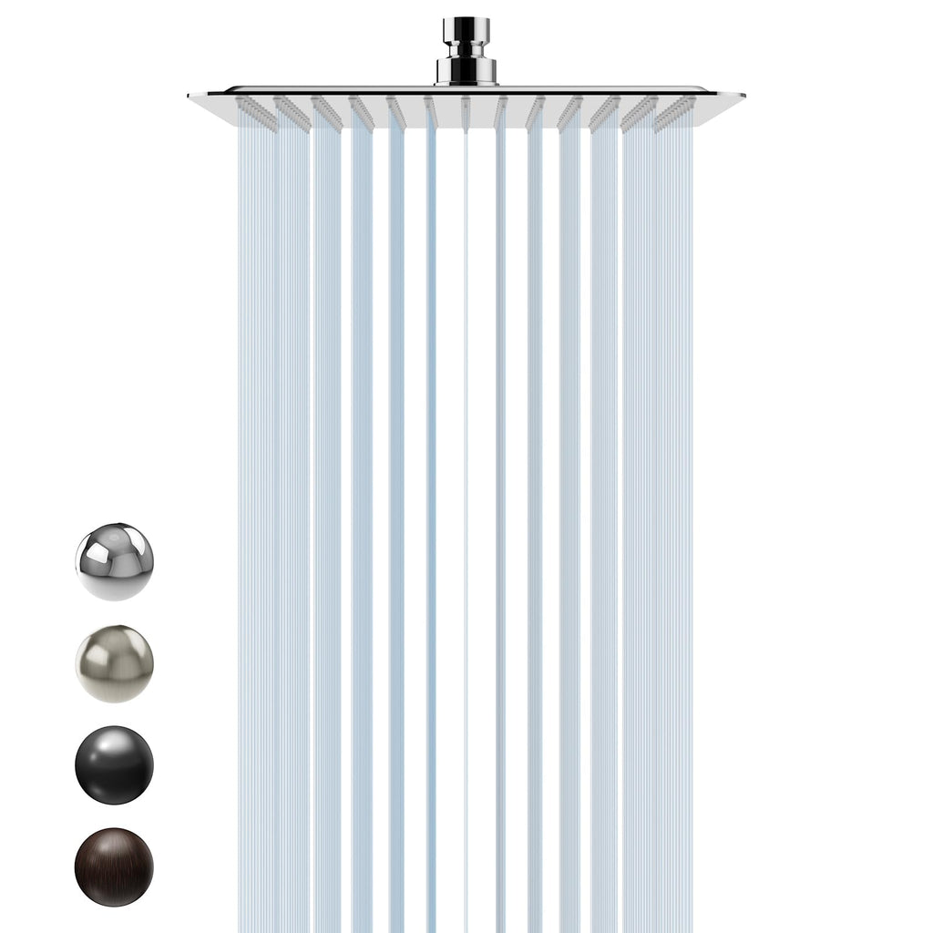 Luxury 10 Inch Large Square Stainless Steel Shower Head High Pressure Rainfall Showerhead Ultra Thin Water Saving