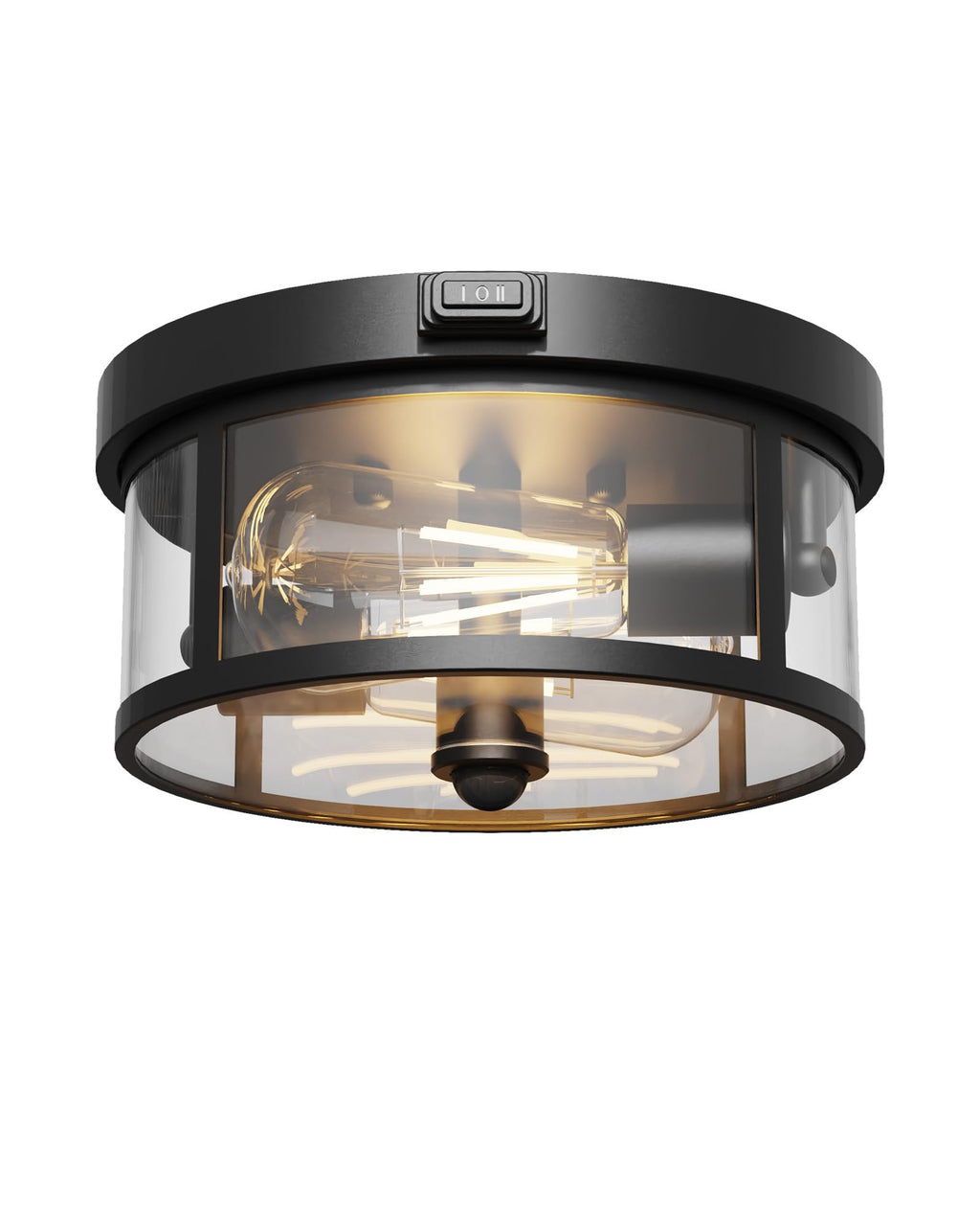 Outdoor Ceiling Light with Motion Sensor 9.3in - Porch Lights Outdoor, E26 Base, Flush Mount, 360° Detection, 3 Modes