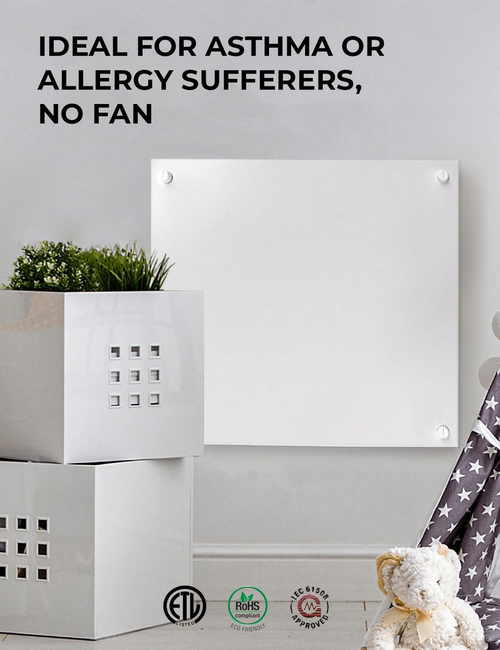 Wall Heater Panel with Thermostat - Electric Wall Mounted Heater for Indoor Use - 400Watt Convection Heater - Perfect