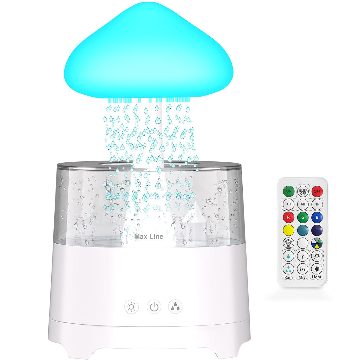 Rain Diffuser Cloud Humidifier Diffuser Water Drip Waterfall Lamp Mushroom Humidifier (Size: 6.54''x10.5'')