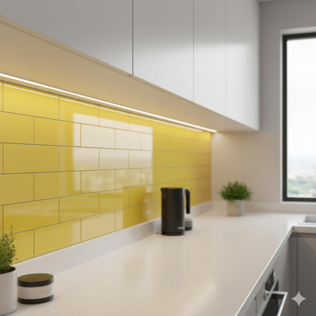 3x6 Ceramic Subway Tile Gloss (Shinny) Box of 10 Pieces Wall Shower Kitchen Backsplash (Yellow)
