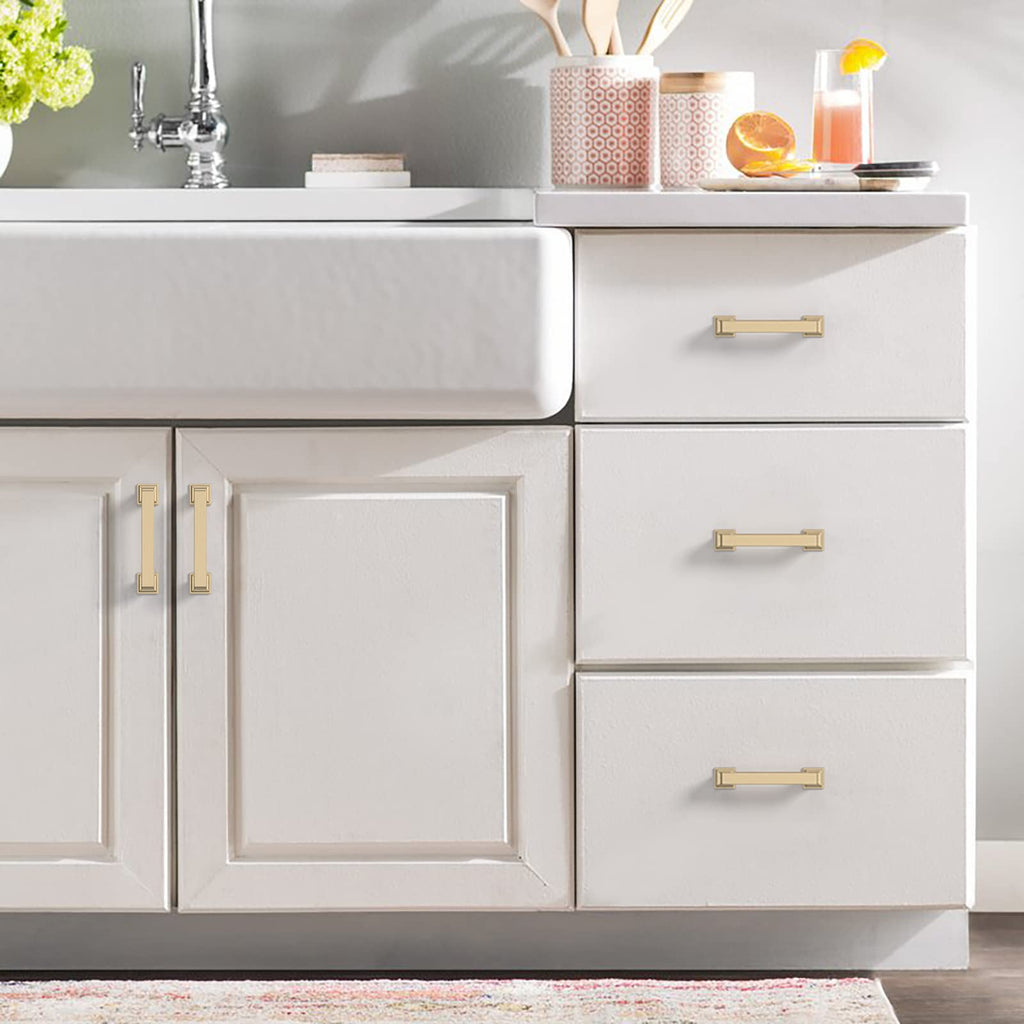 6 Pack 3 Inch Brushed Brass Cabinet Pulls,Kitchen Hardware