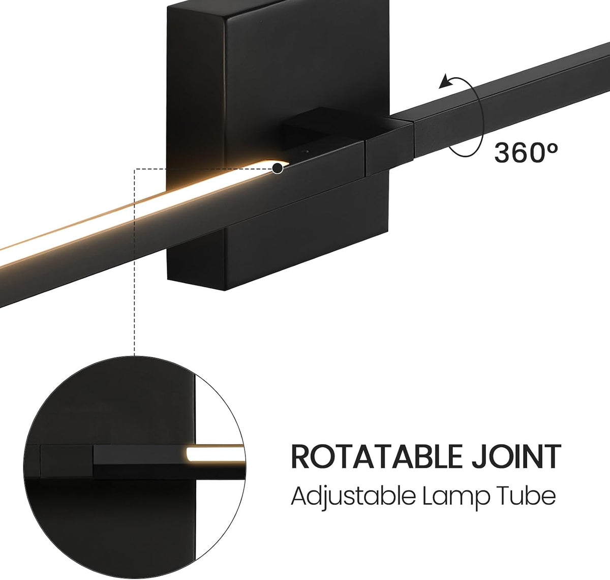 Black Bathroom Vanity Light 30 Inch 360° Rotatable 18W Dimmable 5CCT LED Black Bathroom Light Fixture Over Mirror