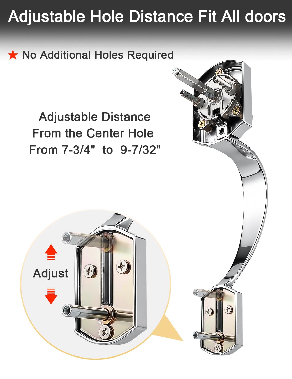 Camelot Front Door Handle and Deadbolt Set, Bright Chrome Front Door Lock Set, Upgated Entry Door Handle with Accent