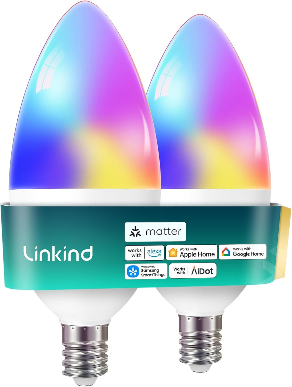Matter E12 Led Bulb, Candelabra Color Smart Light Bulbs, 2 Pack