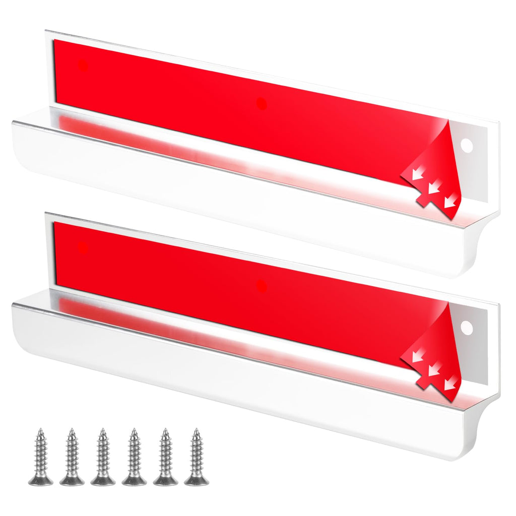 Under Cabinet Foot Pull 8" Silver Stick on Cabinet Handles 2 Pack