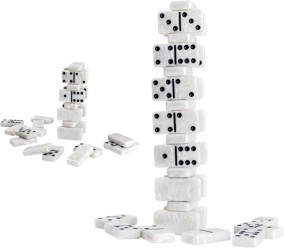 Dominos Set for Adults, Double 6 Domino Set, 28 Jumbo Marbleized White Tiles, Dominoes Set for Adults and Kids