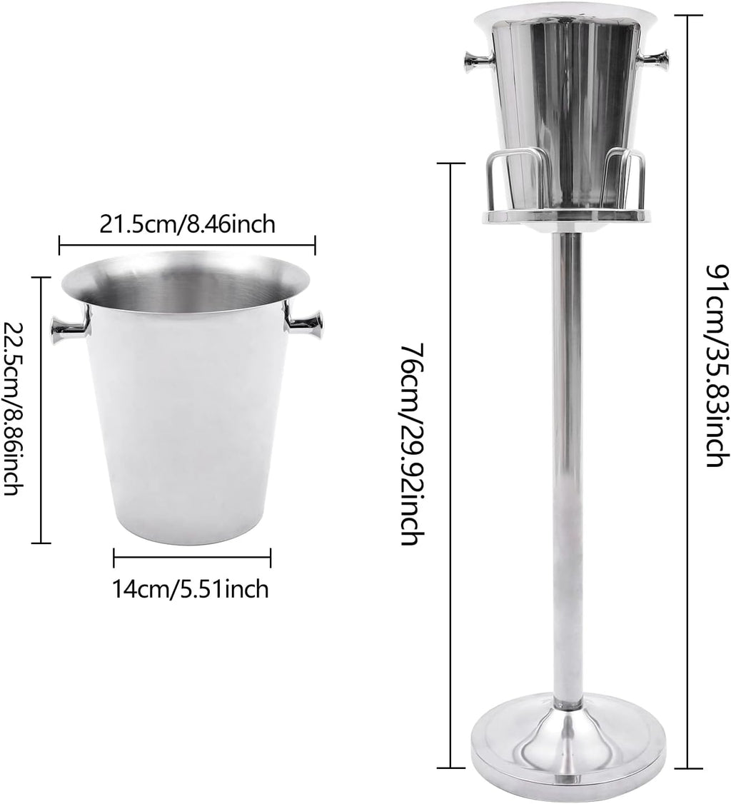 Ice Bucket with Stand, Stainless Steel Standing Champagne Buckets