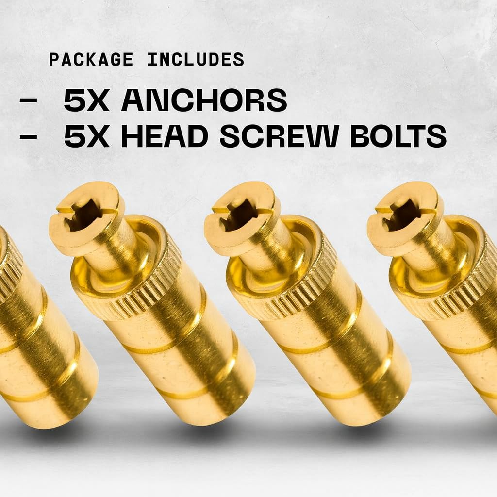 Brass Pool Cover Anchors, 5 Pack Fits 3/4" Concrete & Paver Deck