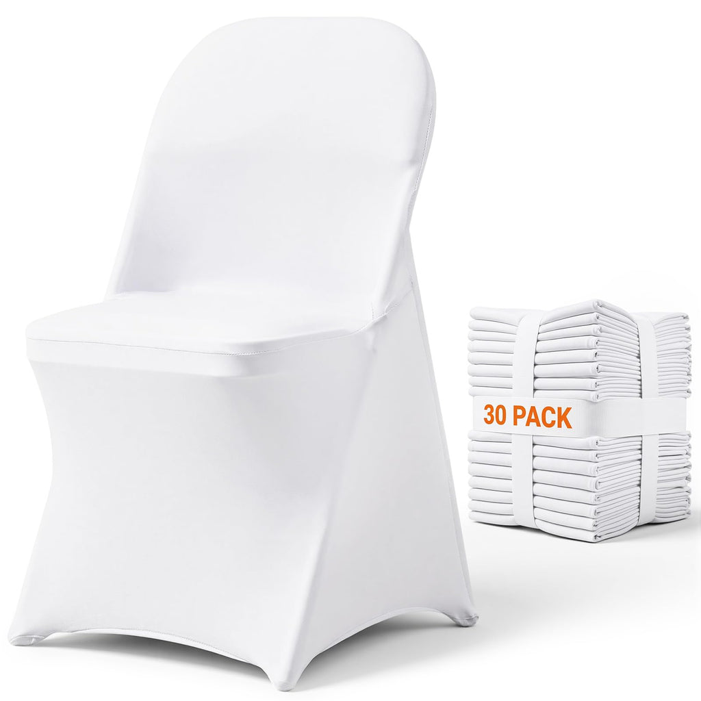 30 Pcs Stretch Spandex Folding Chair Covers Universal Fitted White