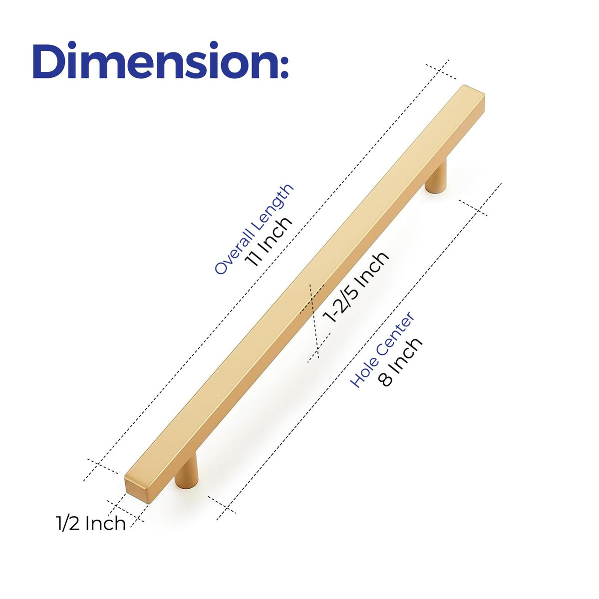 Champagne Gold Handles Square Cabinet Hardware 8 Inch 5 Pack