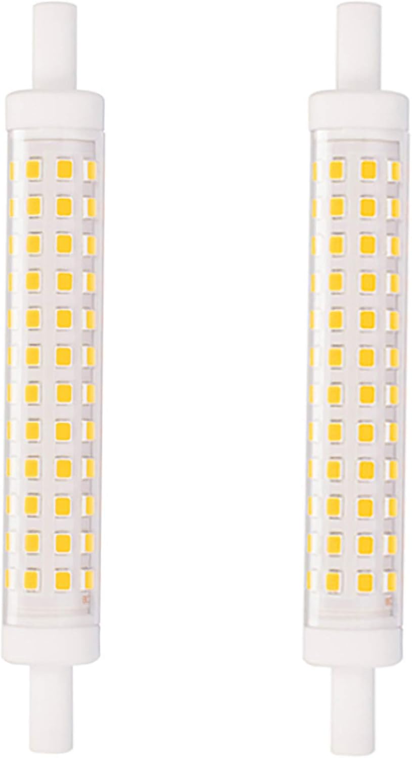 R7S LED Bulb 10W 118mm Double Ended T3 J Type Bulb 2 Pack 6000K Cool White 90W Halogen Equivalent, 48LEDS 900LM, 360