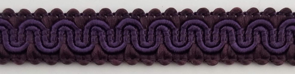 1/2" Scroll Braid Gimp with Backing - 10 Continuous Yards - Dark Purple