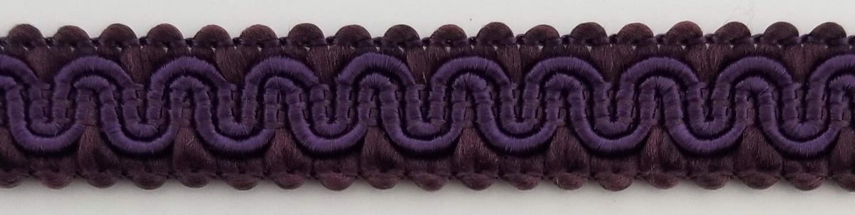 1/2" Scroll Braid Gimp with Backing - 10 Continuous Yards - Dark Purple