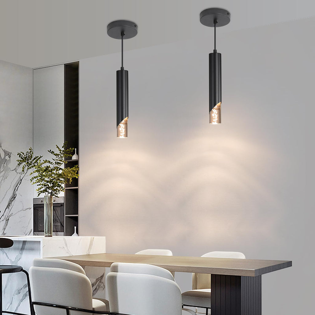 Inspired Nelson Style 2 Pack Modern Black Mini Pendant Light, Bubble Acrylic, 3 Color