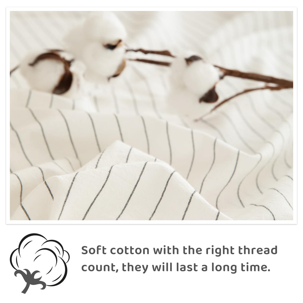 White Grey Stripe Sheet Set, Ruffle, Cotton, 17.5" Deep Pocket