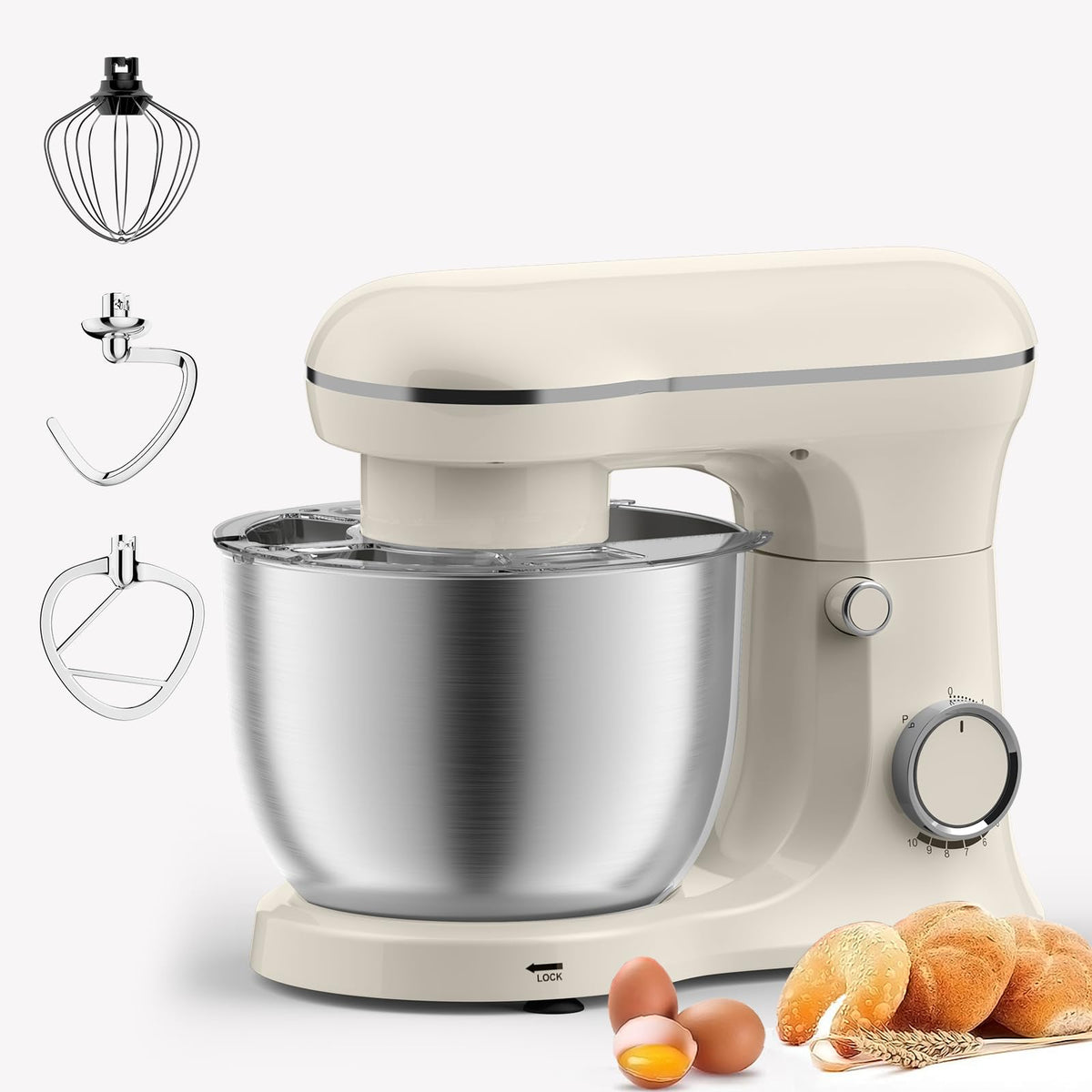 10 Speeds Stand Mixer With Bowl 6.5QT Stainless Steel, Electric Kitchen Stand Up Mixer for Baking Cakes Cookie Bread