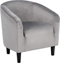 Compact Velvet Barrel Accent Chair with a Furry Texture and Curved Back