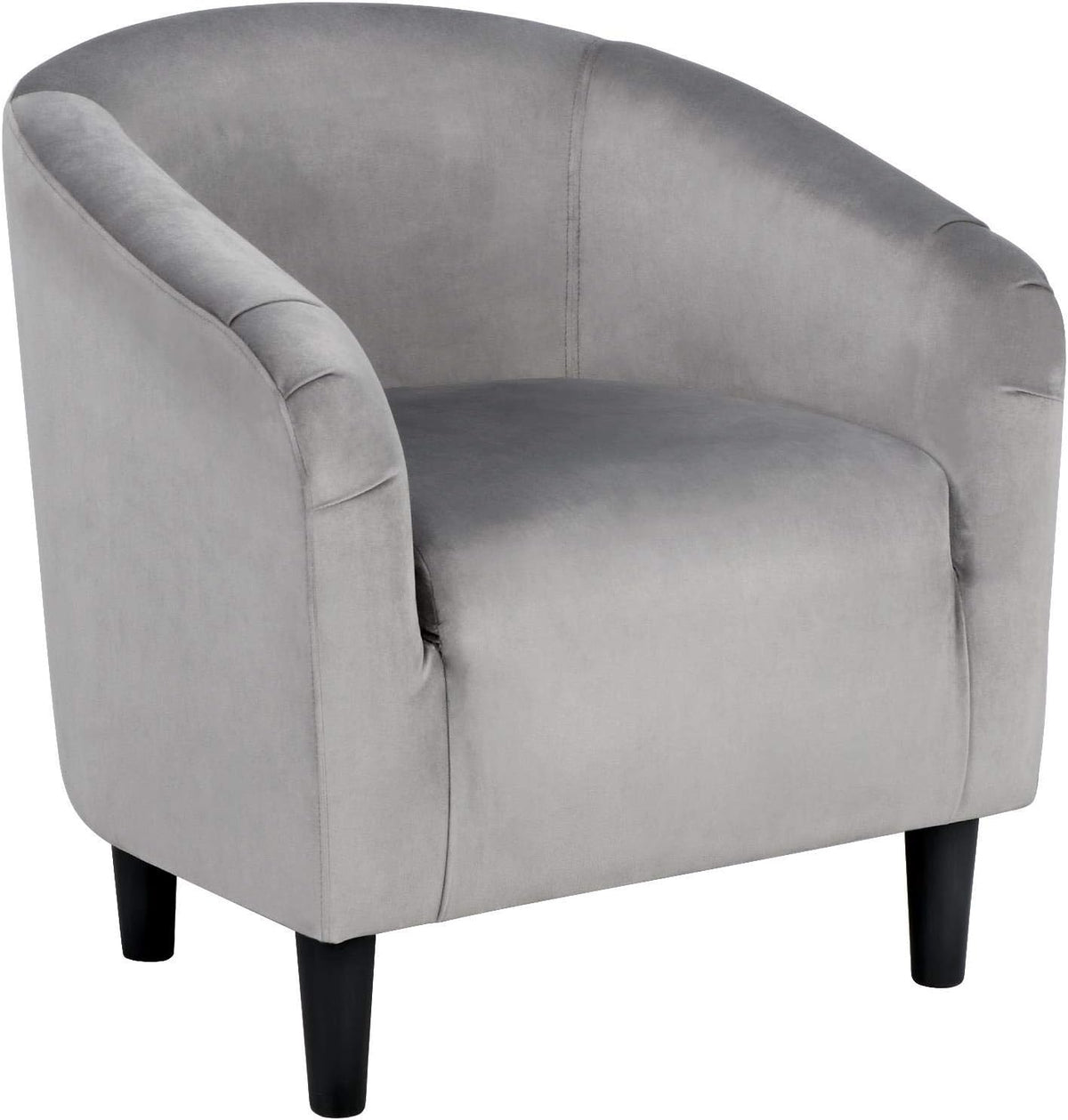 Compact Velvet Barrel Accent Chair with a Furry Texture and Curved Back