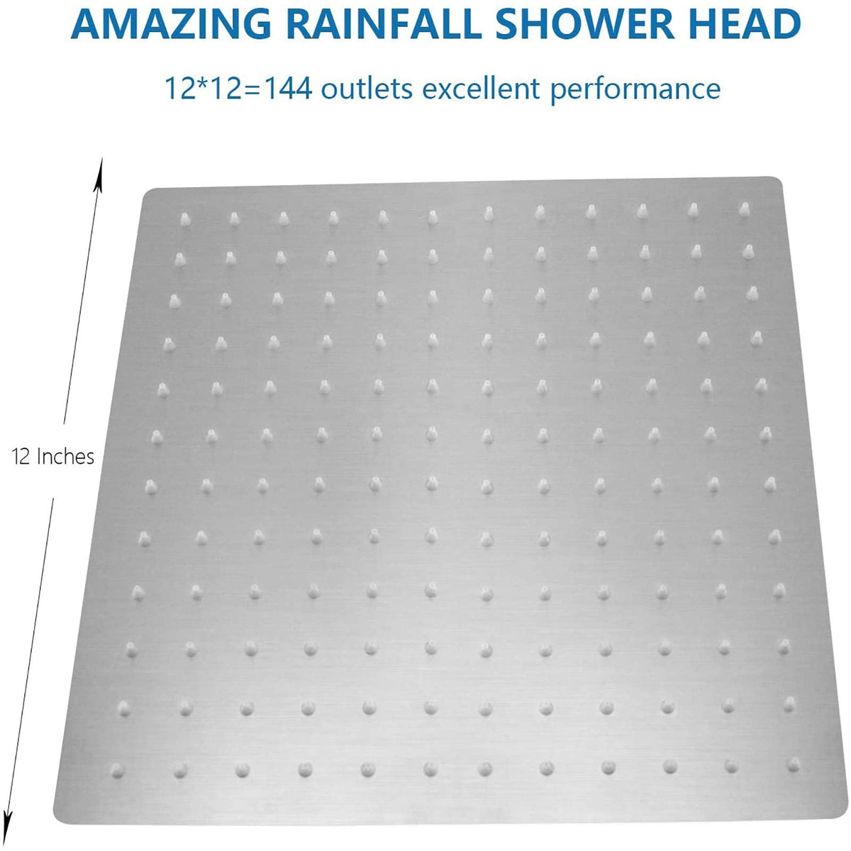 High Pressure Large Stainless Steel Square Rain ShowerHead With Shower Arm Waterfall Full Body Coverage Easy to Clean